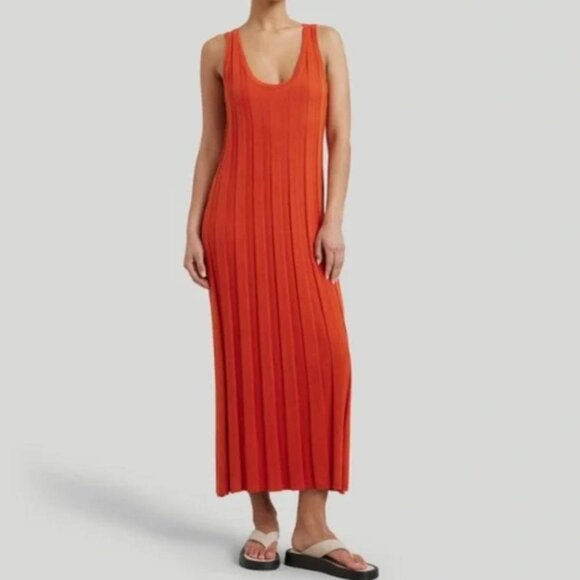 Modern Citizen Anina reversible wide rib linen-blend dress rust orange knit XL - Picture 1 of 8